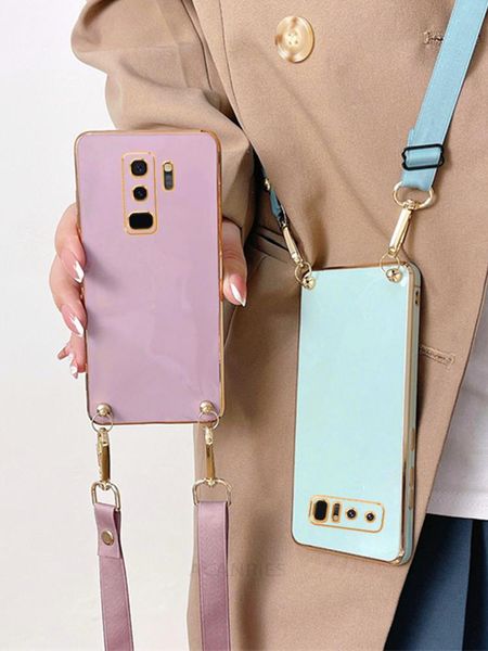 Note8 Note9 Case di placcatura del cordino di Crossbody per Samsung Galaxy S8 S9 Plus Note 9 8 8 Girl Cord Silicone Back Cover S9plus S8Plus