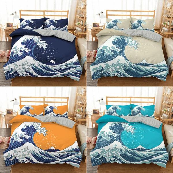 Наборы постельных принадлежностей 3D Print Sea Wave Style Set Star Printed Purvet Cover Pillow Case Single Twin King Size Home Textile 200x200