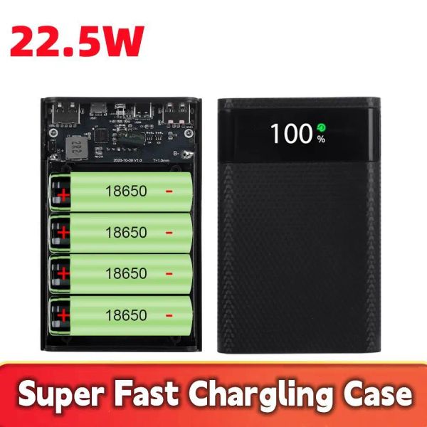 Carica super veloce 18650 Power Bank Shell Stacking scatola USB Tipo C 5 V Custodia per supporto per batteria per cellulare PD QC 3.0 CARICA QUAST