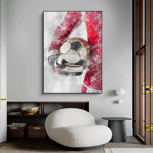 Postatori di calcio WaterColor Postura di tiro del giocatore famoso in tela di pittura HD Immagini artistiche da parete moderna decorazione per la casa