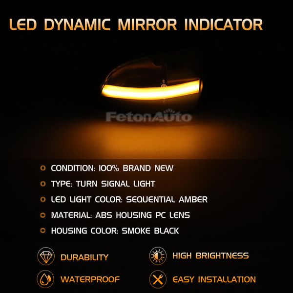 Specchio ala laterale della luce dell'auto Luce Dynamic Rorno Dynamic Segnale Luce LED lampeggiante per Volvo XC70 XC90 2007-2014