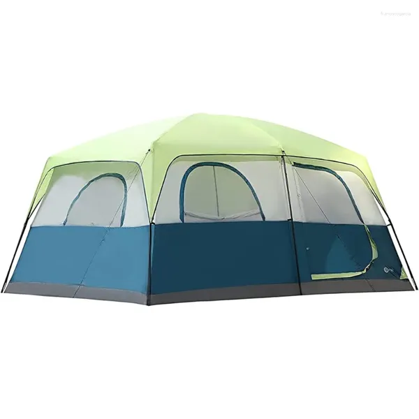 Zelte und Unterkünfte 10 Personen Kabinenzelt Familie Camping Easy Setup wasserdicht/winddicht/2-Zimmer/große Netzfenster mit Tragetasche