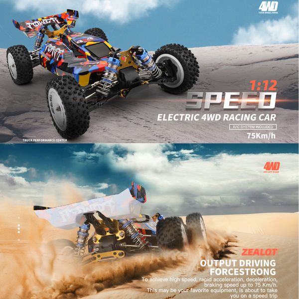 WLToys 124007 RC Car 75km/H 4WD 2.4G Racing Remote Control Cars de alta velocidade monster monster Truck's Children's Toys for Boys Gifts