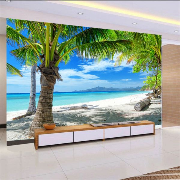 PAPEL DE PAREEDE PAIGA DE PAREDE DE PAREDE GRANDE PINTURA DE PRAIA 3D PRAIA MUNAL MURAL SOFE TV SOFA ROURO DECOR DE CASA DOMA PAPELA PAPELA