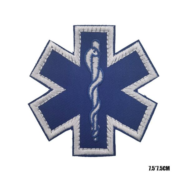 Stella della vita ricamato patch magico braccia emt patch in tessuto di salvataggio paramedico patch militari per gancio di abbigliamento e anello anello