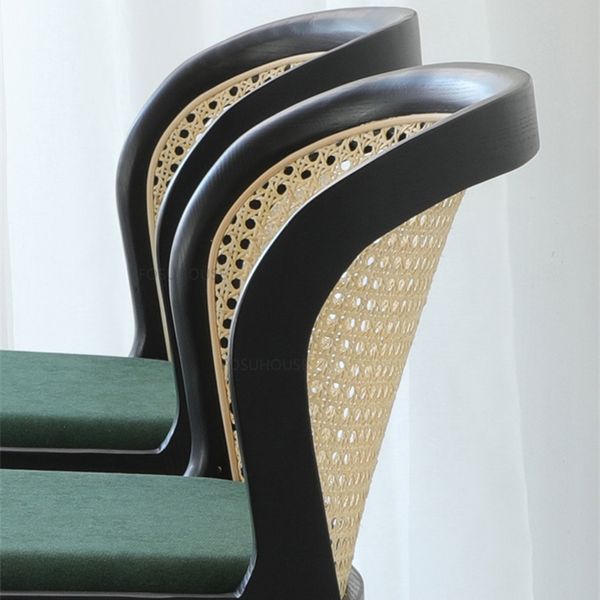 Moderne sedie da bar in legno massiccio per mobili da bar cucina seggiolone schiena ristorante per la casa di lusso di lusso sgabelli da bar rattan