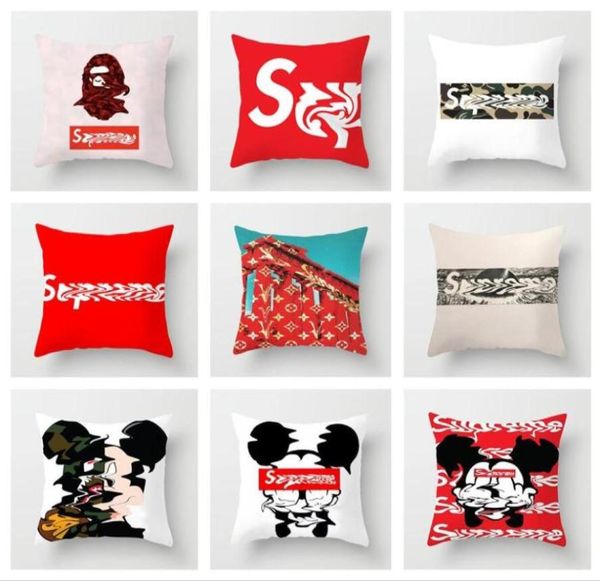 Klassische Designer -Beschilderung Kissenpilzkissenbezüge Klassische Buchstaben Marke Su Red Muster 45x45 cm für Home Decoration Wurf Pillowcas6737832