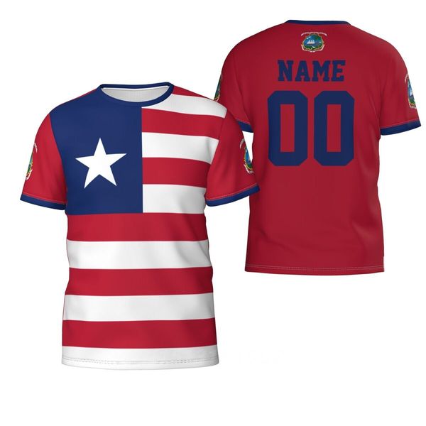Özel İsim Numarası Liberia Country Flag T-Shirts Giysileri Tişörtlü Erkek Kadın Tees Futbol Futbol Hayranları İçin Üstler Hediye Bize Boyut