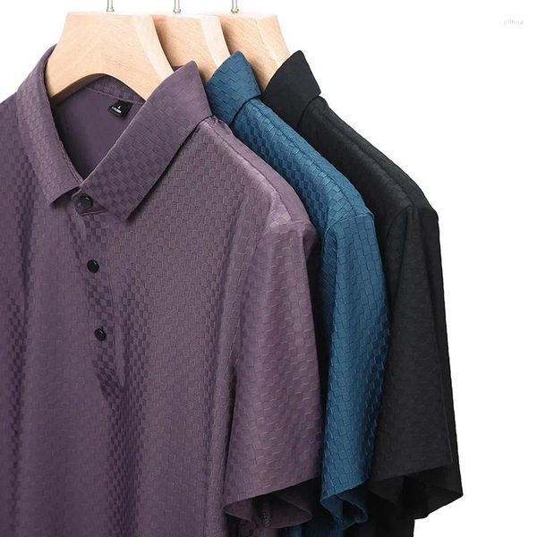 Polos maschile Polos Lavoro Button Botton Solid Color Business Shirts Abbigliamento 2024 Pallover casual estivo sciolto T-shirt