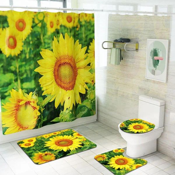 Tappeti da bagno tappeti da bagno 3d set di servizi igienici stampati non skid tappeto da bagno e tappeti moquette per tende da doccia