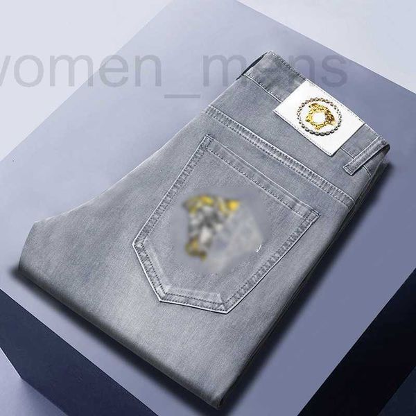 Мужские джинсы дизайнер светло -серый эластичный европейский брюк Tryouth Slim Fit ft qrx8 sx1g