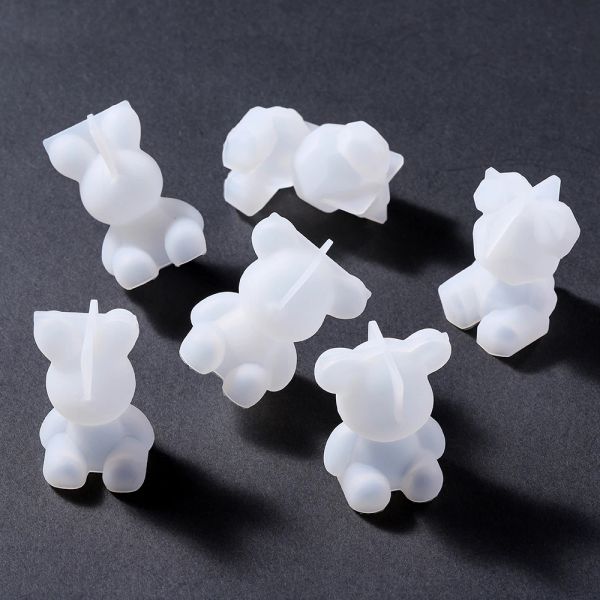 3D Estéreo urso de silicone molde diy animal coelho em forma de resina epóxi molde suprimentos artesanais para fabricação de jóias