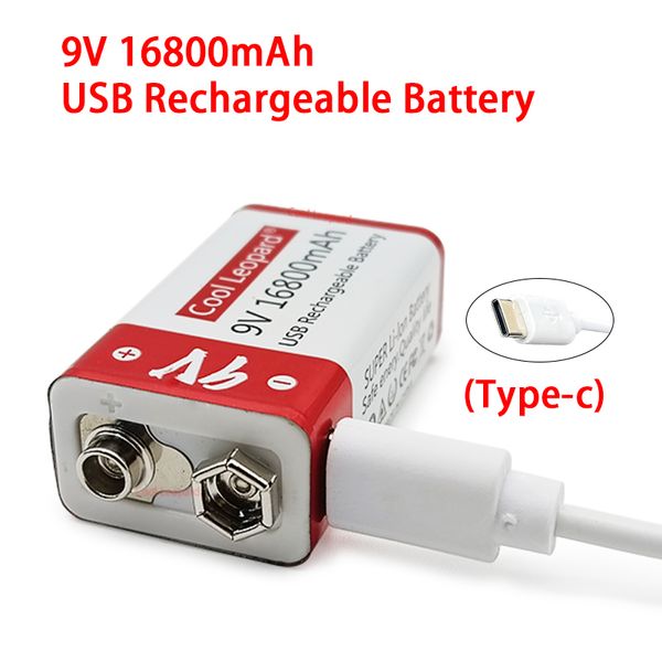 9v 6f22 da 16800 mAh Batteria ricaricabile in miniatura USB, 9V viene utilizzato per il controllo remoto della batteria del microfono KTV modello di elicottero.