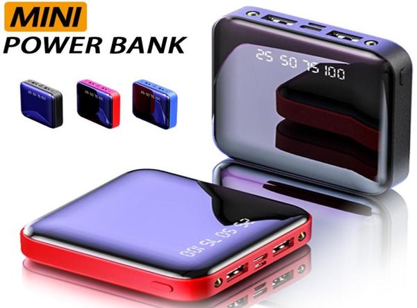 Mini Portable Power Bank 5000 10000MAH Square Mobile Battery для универсального зарядного устройства для мобильного телефона со светодиодным светом в Box7673870