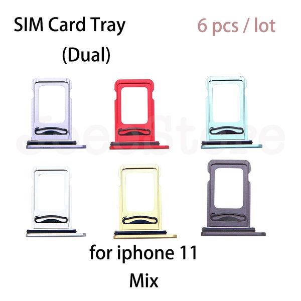 Gioeestore 6pcs SIM Card VAY per iPhone 11 Dual Sie SIM SIM SHOT Adattatore Adattatore Riparazione di parti di sostituzione