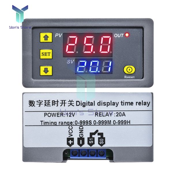 1pc T3230 DC12V Digital Time Relay Relay LED Visualizzazione del ciclo Timer Controllo Switch Regolabile Nuovo Switch di ritardo di tempo