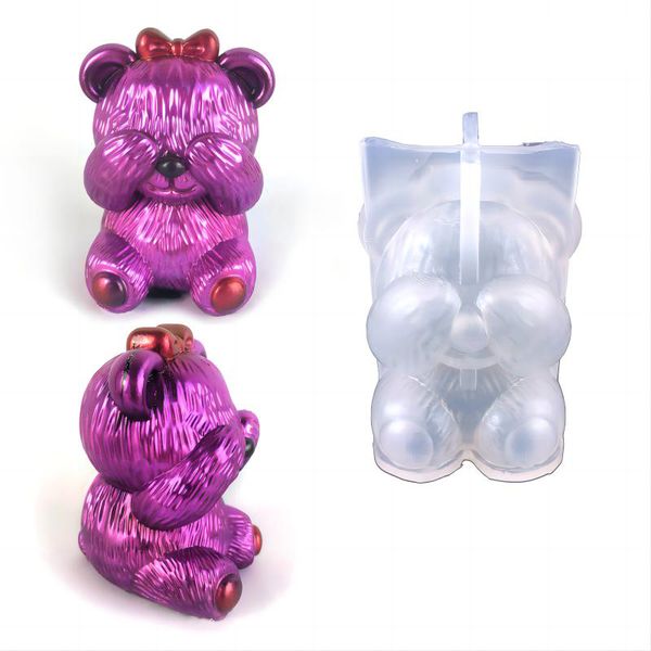 Little pequeno urso silicone molde 3d Animal Chocolate Soop Soap gesso Ferramenta Ferramenta Diy Cubo de gelo Baking Mold Home Gift