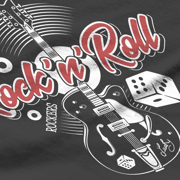 Rockabilly Rock and Roll Men maglietta estiva Music Dice Rockers Guitars Shirt Shirt Originale Streetwear Hipster Summer Top