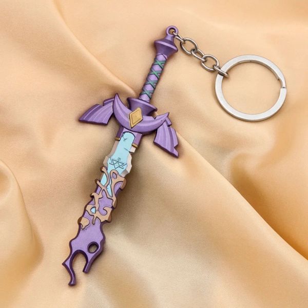 Zeldas Master Sword Keychain Tears of the Kingdom Link Hero Hylian Shield Pinging Keyring para fãs colecionam jóias Chaveiro