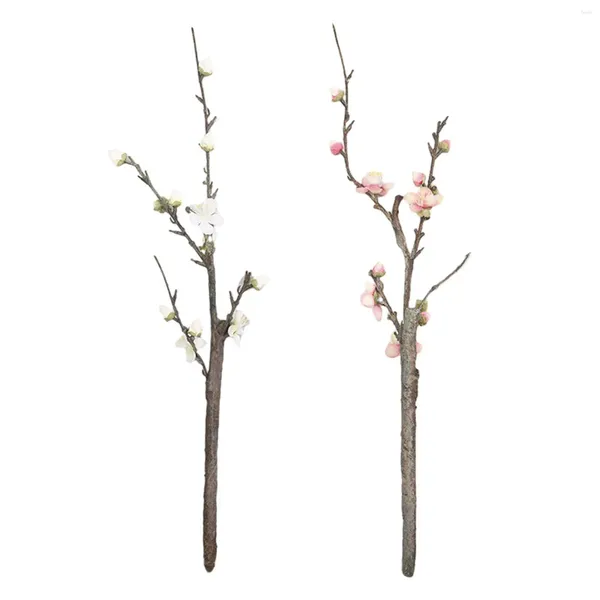 Flores decorativas Faux Long Stem Plum Blossom Bouquet Vas