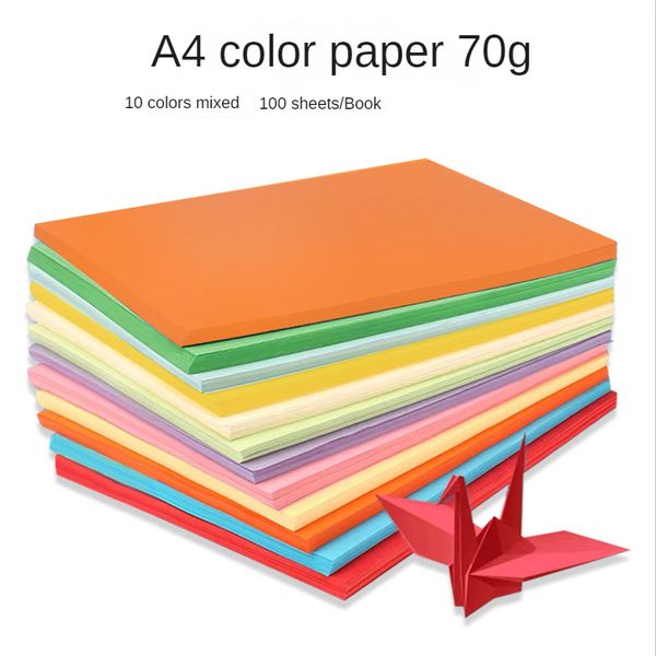 100 pezzi Materiali di artigianato fai -da -te pieghevole carta colorata di carta solida a colore quadrato utensili per scrapbooking carta 70G A4 Copia carta