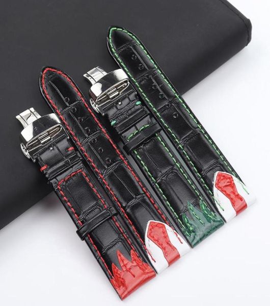 22 -mm -Stil Italienisch Kuhlattenschwarz Btterfly Clasp Watch Bands für Konstantin Chaykin Männer Armband Leder Armband3326554