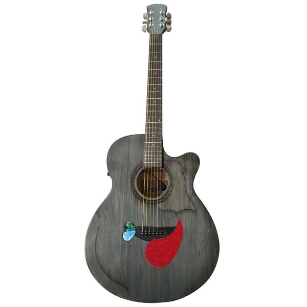 Кабели Новый дизайн Greygreen тянут шелковая акустическая электрогитара 40 -дюймовая матовая отделка 6 струнная народная гитара с уравнением микрофона