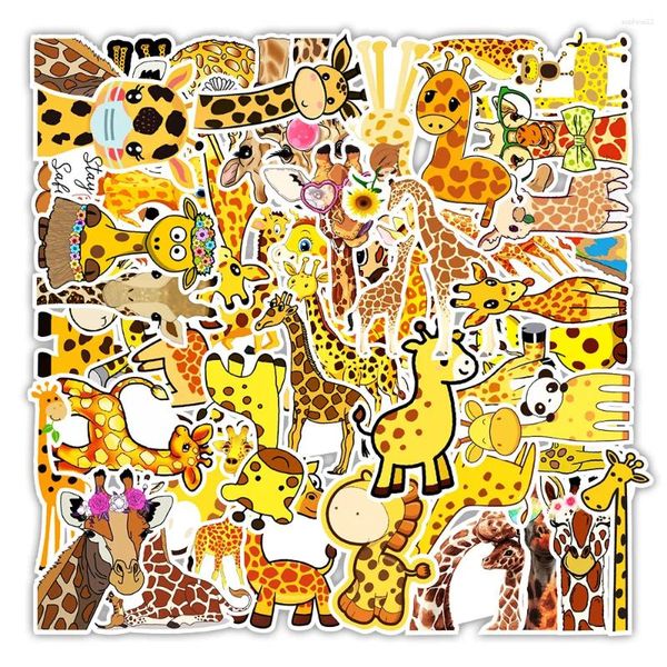 Geschenkverpackung 50/100pcs Ins Kawaii Cartoon süße Giraffe -Aufkleber PVC wasserdichte Abziehbilder für Kinder Jungen Mädchen Spielzeug Geschenke