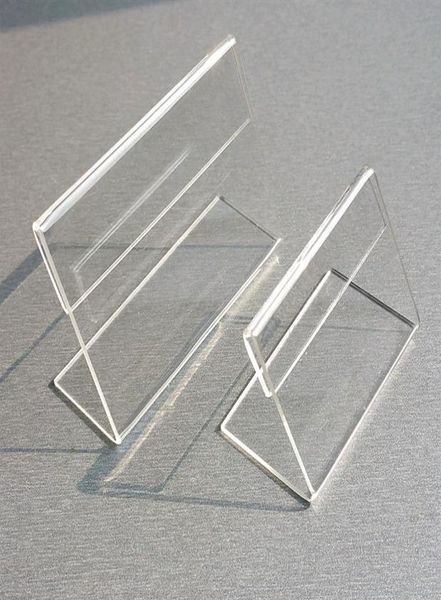 Acrilico T1 3 mm Clear Plastic Table Etichetta Etichetta Etichetta Display PROMOZIONE DELLA CARTO DI PROGETTAMENTO Piccola L Standing 50PCS300S6429931