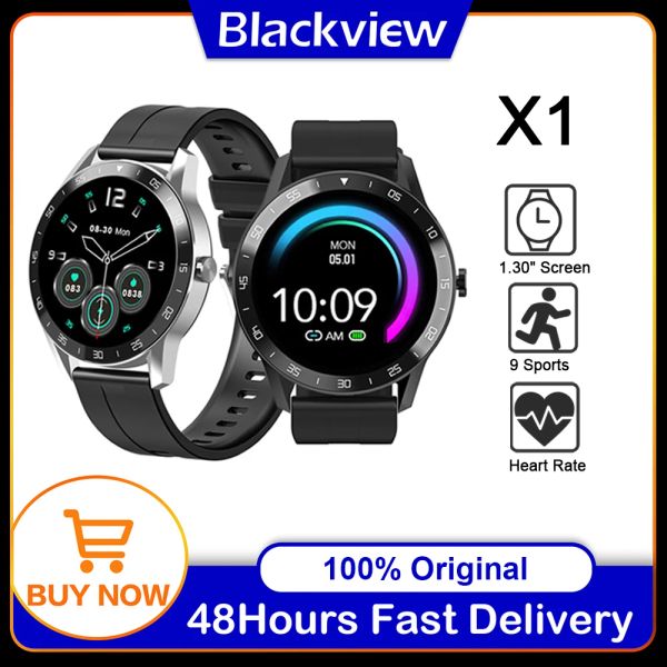 Saatler Blackview X1 Akıllı İzle 5atm Su Geçirmez Kalp Hızı Spor Saati Uyku Monitörü Xiaomi Huawei iOS Telefon için Ultralong Battrey