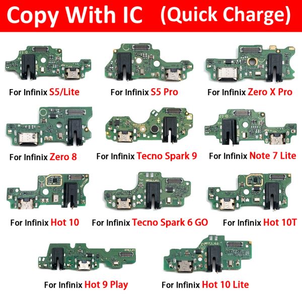 Porta de carregamento USB para Infinix Hot 9 Play x680 x688 10 x682 10t x689c Nota 7 Lite x656 S5 Pro Conector Board Cabo Flex Cable