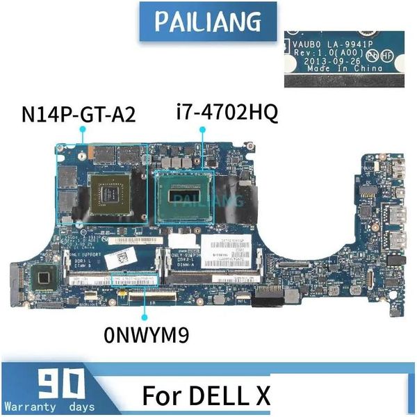 Placa -mãe placa -mãe cn0nwym9 0nwym for Dell XPS 9530 Notebook Prainboard la9941p 0nwym9 sr15f i74702hq n14pgta2 laptop ddr3 testado otinl