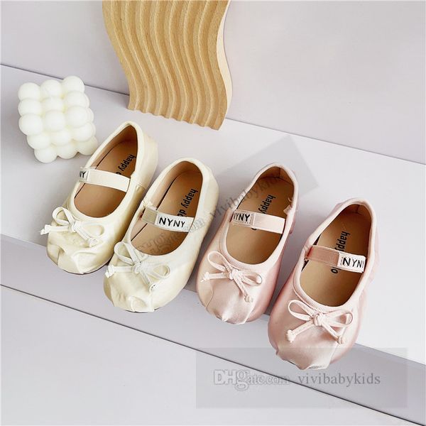 Mode kleine Mädchen Bögen Stoff Flat Schuhe Kinderbrief Elastizität Band Weiche Bottoms Prinzessin Schuhe Kinder Geburtstagsfeier Ballett Dance Schuhe Z7650