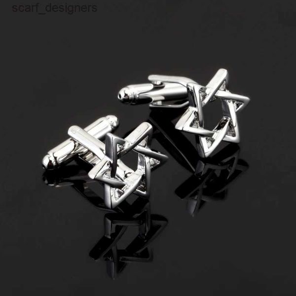 Manschettenlinks Hochqualität französische silbrige hexagonale Club Cufflink für Herren -Shirt -Marke Anzug Manschettenknöpfe Top Sale Manschette Links Schmuck Y240411