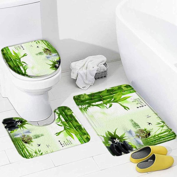 Tappetino da bagno zen set in pietra nera viola giallo fiore verde verde candela oceano scenario arredamento bagno decorazione per tappeto non slip coperchio coperchio