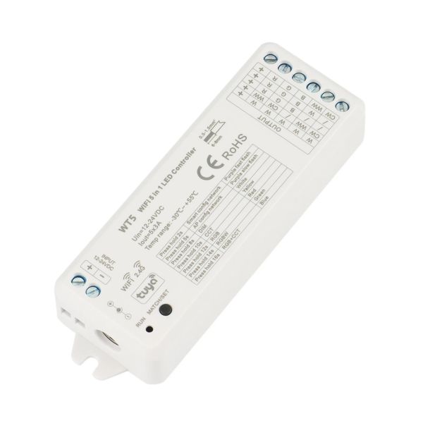 Stage Tuya LED Controller LED 5 in 1 Dimmer CCT RGB RGBW RGBWW RGBCCT Strip Smart Life WiFi 2.4G RF Remote Controller 1224V WT5