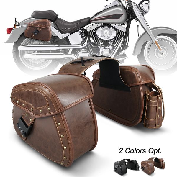 NICECNC 2pcs PU Leather Universal Motocross Shead Borse Saddles Borse Saddlebags Accessori motociclistici per motociclisti bagagli