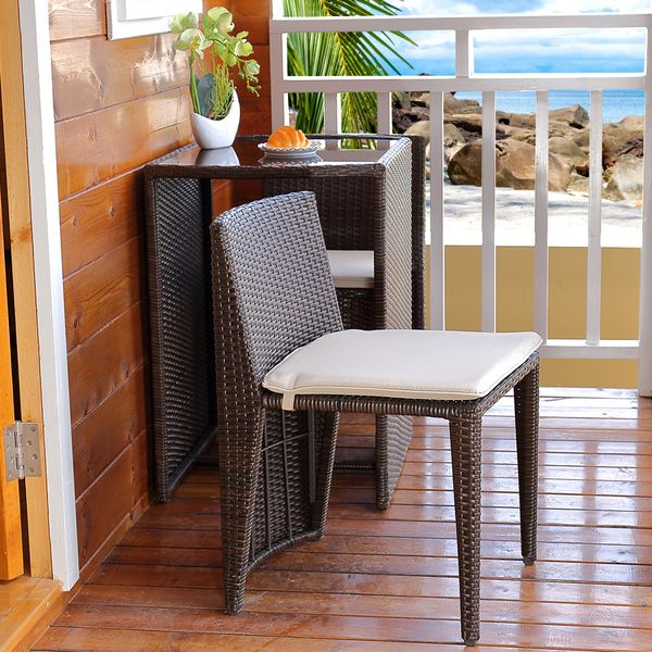 Set di mobili per esterni tavolo da tavolo rattan patio da giardino tre pezzi mobile tavolo da balcone set da lounger mobile spalmato