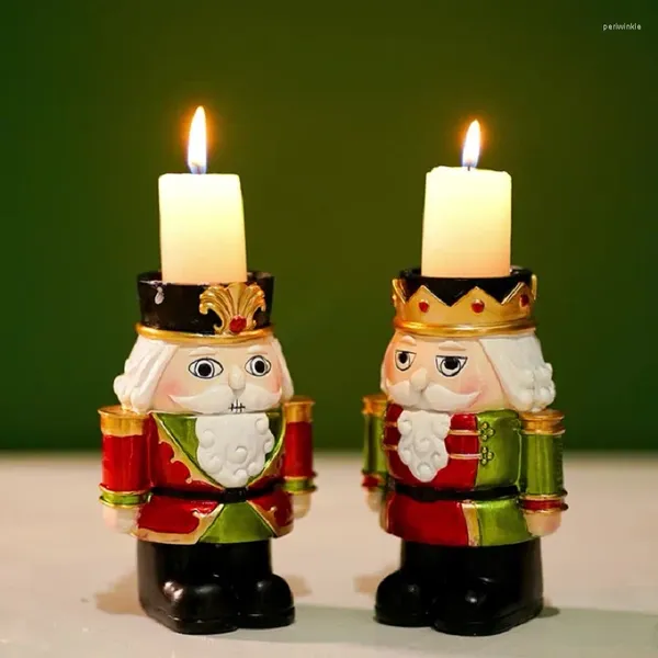 Titulares de vela Resina Nutcracker figuras titular de natal decoração de castleartick Os ornamentos de mesa de banho Stand natal presente