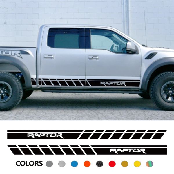 Adesivos laterais da porta de captação para Ford F150 Raptor Truckics Graphics Stripes Decalques de decoração Decalques de filmes de vinil Acessórios para ajuste automático