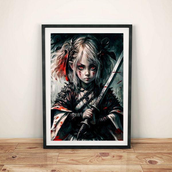 Manga niedliche Monster Vintage Poster Engel oder Teufel Canvas Malerei Drucke Wandkunst Bilder für Wohnzimmer Wohnkultur Cuadros