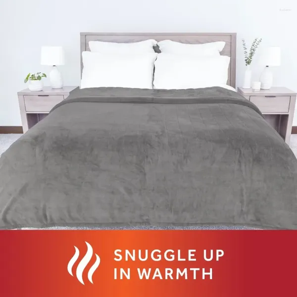 Coperte riscaldate biancheria da letto coperta elettrico gemello Microplush grigio Ultimate