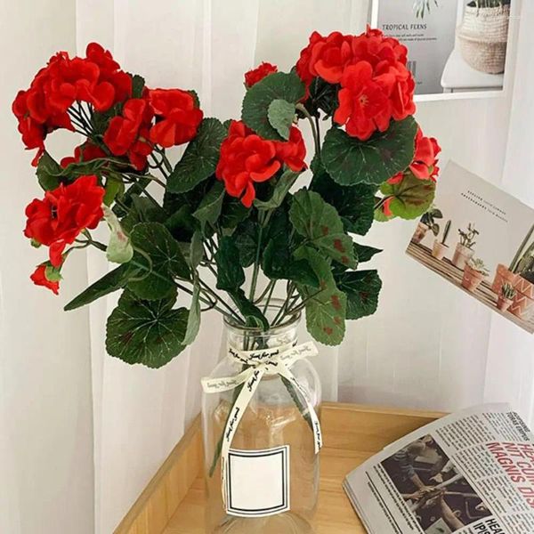 Flores decorativas 2pcs artificial gerânio begonia begonia seda hortênsia florida em casa decoração de casamento