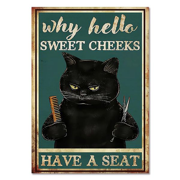 Vintage Mental Black Katze Poster Ihr Hintern Servietten Poster druckt meine Lord -Wand Bilder lustige Badezimmer Canvas Malerei Home Decor