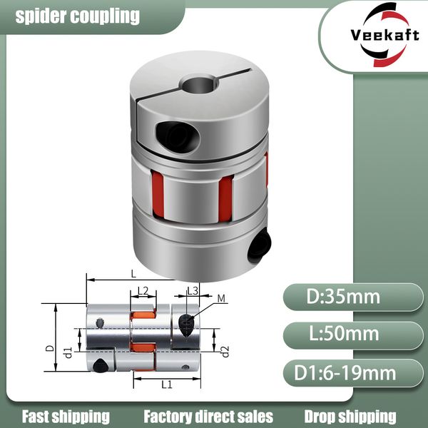 LM Serie 1PCS D35L50 Flexible Pflaumenklemme Kupplerwellegröße CNC -Kieferwelle Kopplung/8/10/12/14/16/18/20/22 mm D35L50 8mm Welle