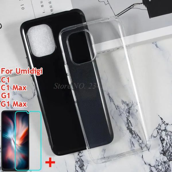 Coperchio telefonico trasparente 2in1 TPU TPU per Umidigi C1 Max Glass temprato per paraurti Silicone per Umidigi G1 Max Screen Protector