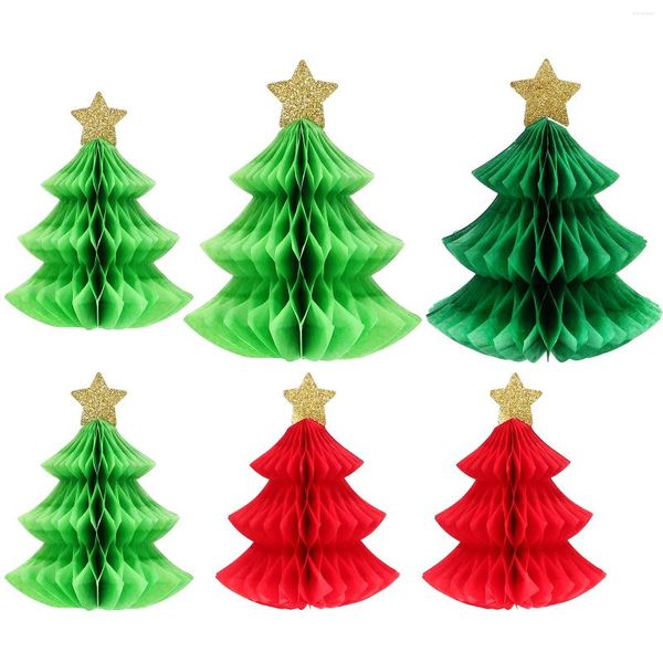 Duvar Kağıtları 6 PCS Noel Ağacı Dekorasyon Masa Merkez Parçası Petek Centerpieces Party Latte Doğum Günü Malzemeleri Dekor Kağıt Destekler