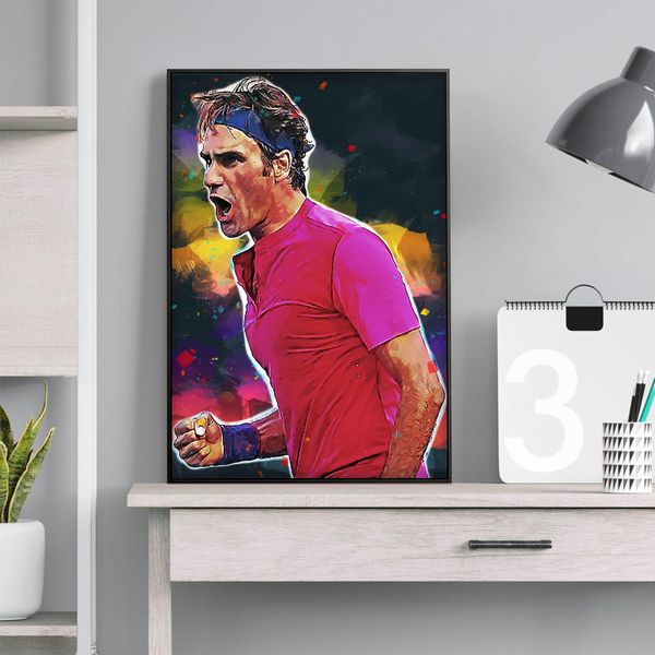 Знаменитые теннисисты Роджер Федерер Рафаэль Надаль плакаты холст живопись спортивные поп -стена для гостиной для дома