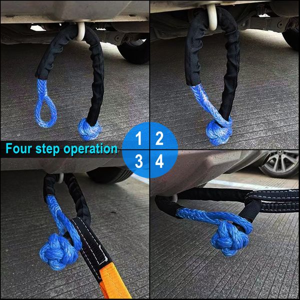 1pcs 38000lbs römorku Çekin Yumuşak Talka Sentetik Halat Off-road Recovery Tow Strap Snatch Block ATV UTV Araba patladı