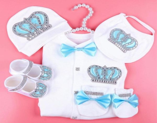 menino bebê macacão algodão recém -nascido roupas de bebê menino de 03 mês shinestone coroa jurken cor branca jurkje pijamas para meninos5864326